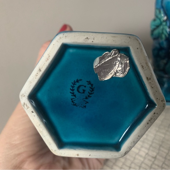 Vintage INARCO Pottery Mood Indigo Blue vases - set of two - Picture 6 of 8